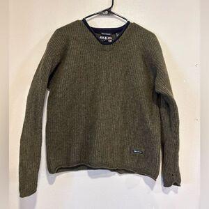 Vintage FILA SPORT Lambswool Pullover Sweat Olive Green, 100 wool,